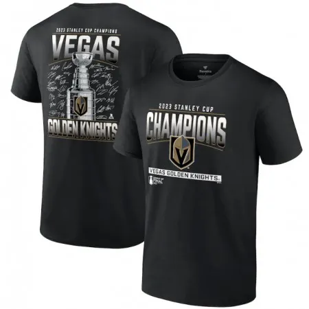 Men's Vegas Golden Knights Black 2023 Stanley Cup Champions Signature Roster T-Shirt 7GM1