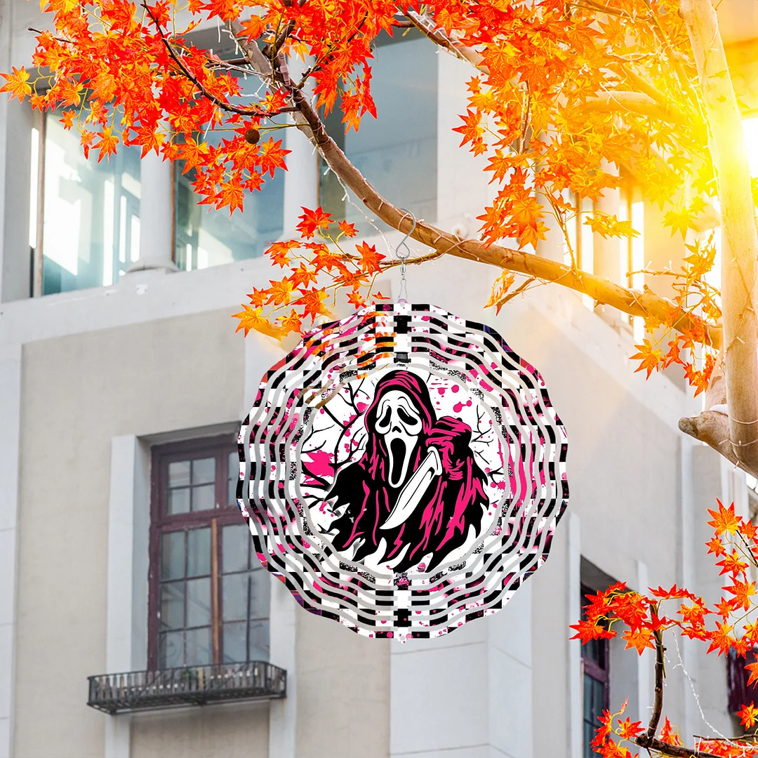 3D Hanging Wind Spinner 360 Degree Rotating 10-Inch Garden Wind Spinners Hanging Wind Catcher Art Gift for Home Garden Halloween Christmas (witch)