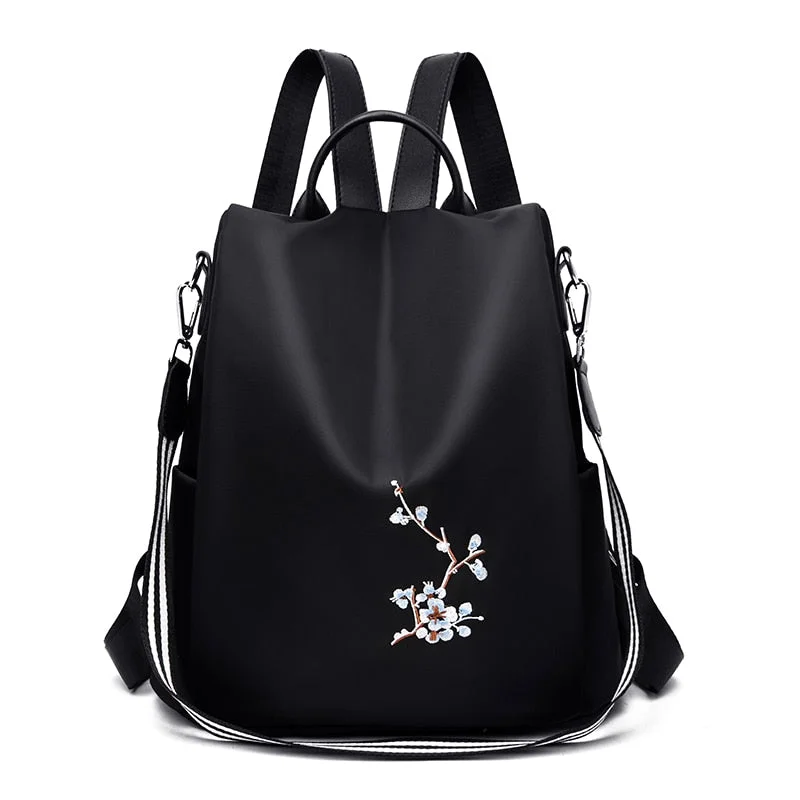 Elegant Women Embroidery Backpacks Mochila Feminina 3 In 1 Light School Bag for Girls Rucksack Anti-theft Design Travel Backpack