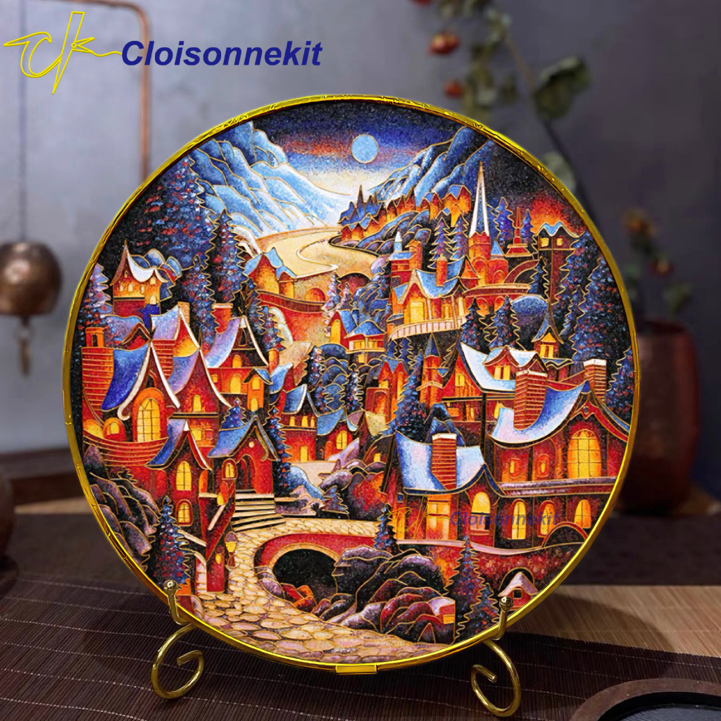 Moonlit Castle in the Snow - DIY Cloisonne Painting Art Kits - Cloisonnekit