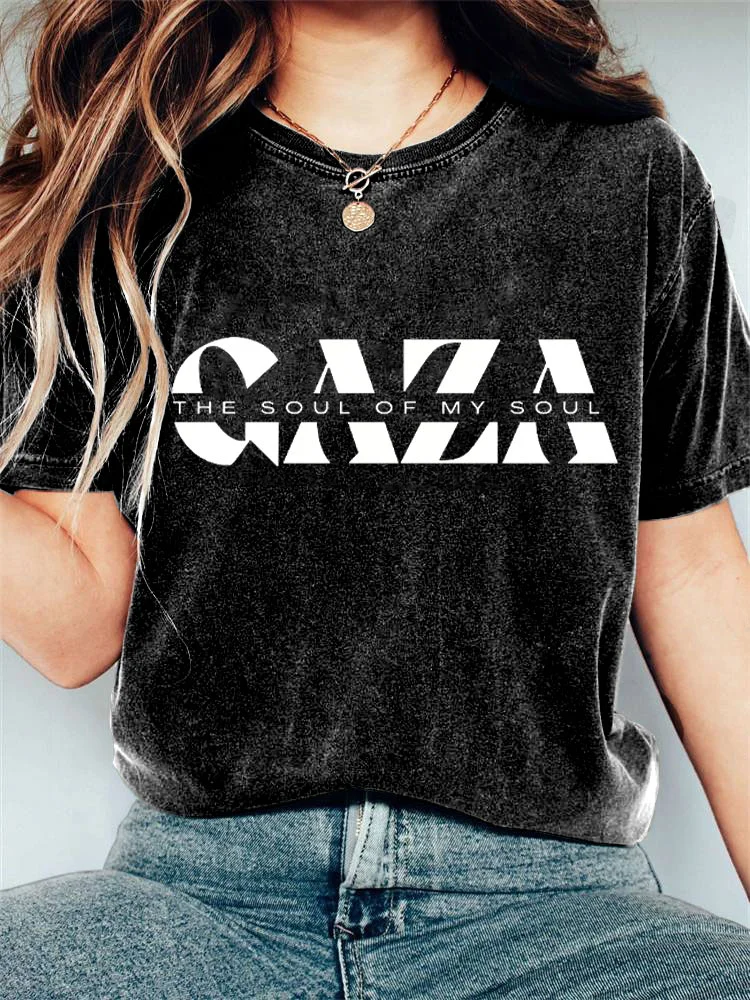 Women's Casual Free Palestinian Gaza Cotton Blend Print T-shirt