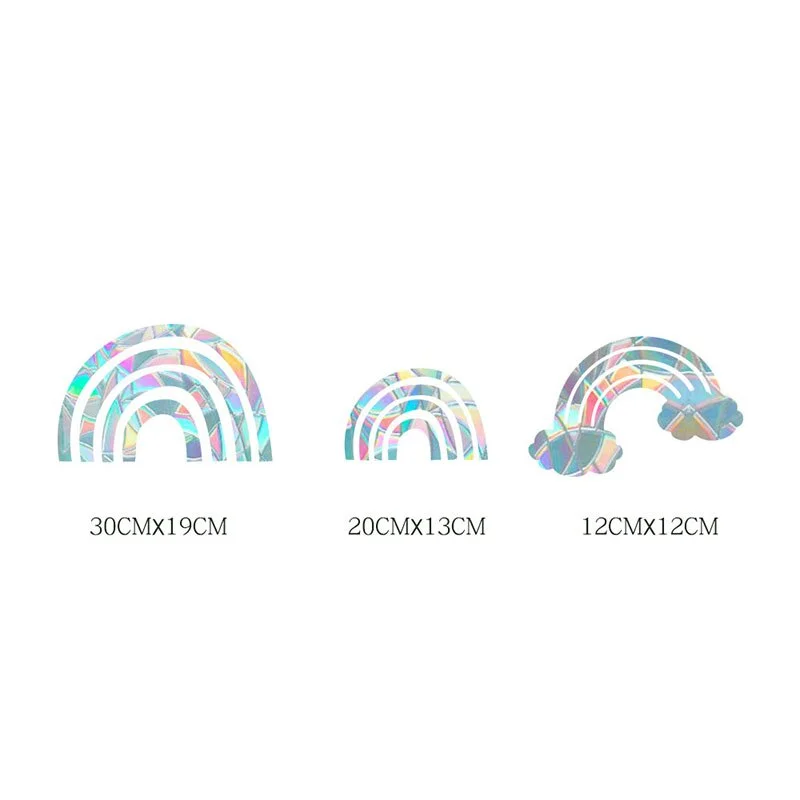 9pcs Electrostatic Glass Stickers Cat Hummingbird Trumpet Rainbow Prism PVC Glue-free Window Film Removable Glass Window Grilles