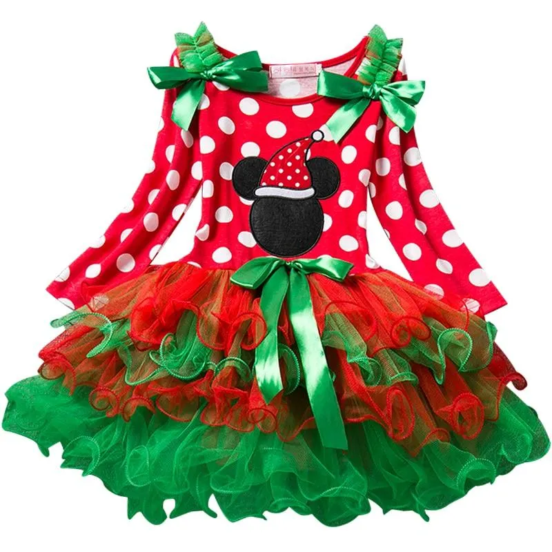Santa Claus Girls Xmas Party Dress Kids Christmas Dresses New Years Girl Vestido Fancy Christmas Dress Girl Long Sleeves Red