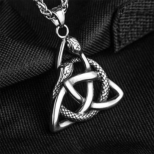 Coutureaura Nordic Trinity Triquetra With Knoop Snake Necklace