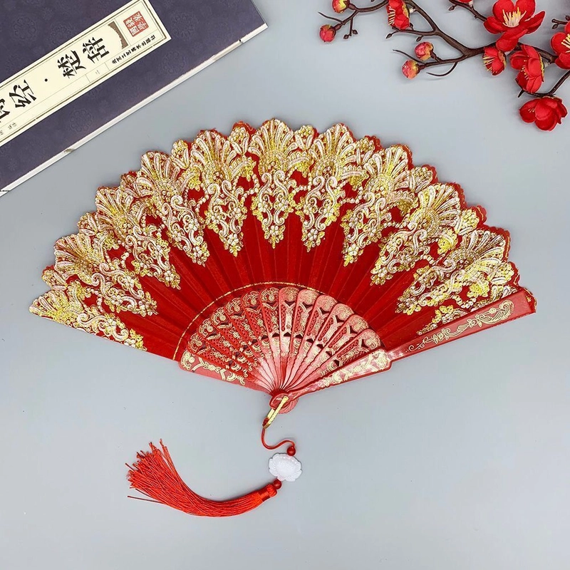 Single Flower Folding Fan Chinese Style Fan Dance Fan Wing Chun Fan Plastic Hanfu Fan European Style Fan Folding Fan