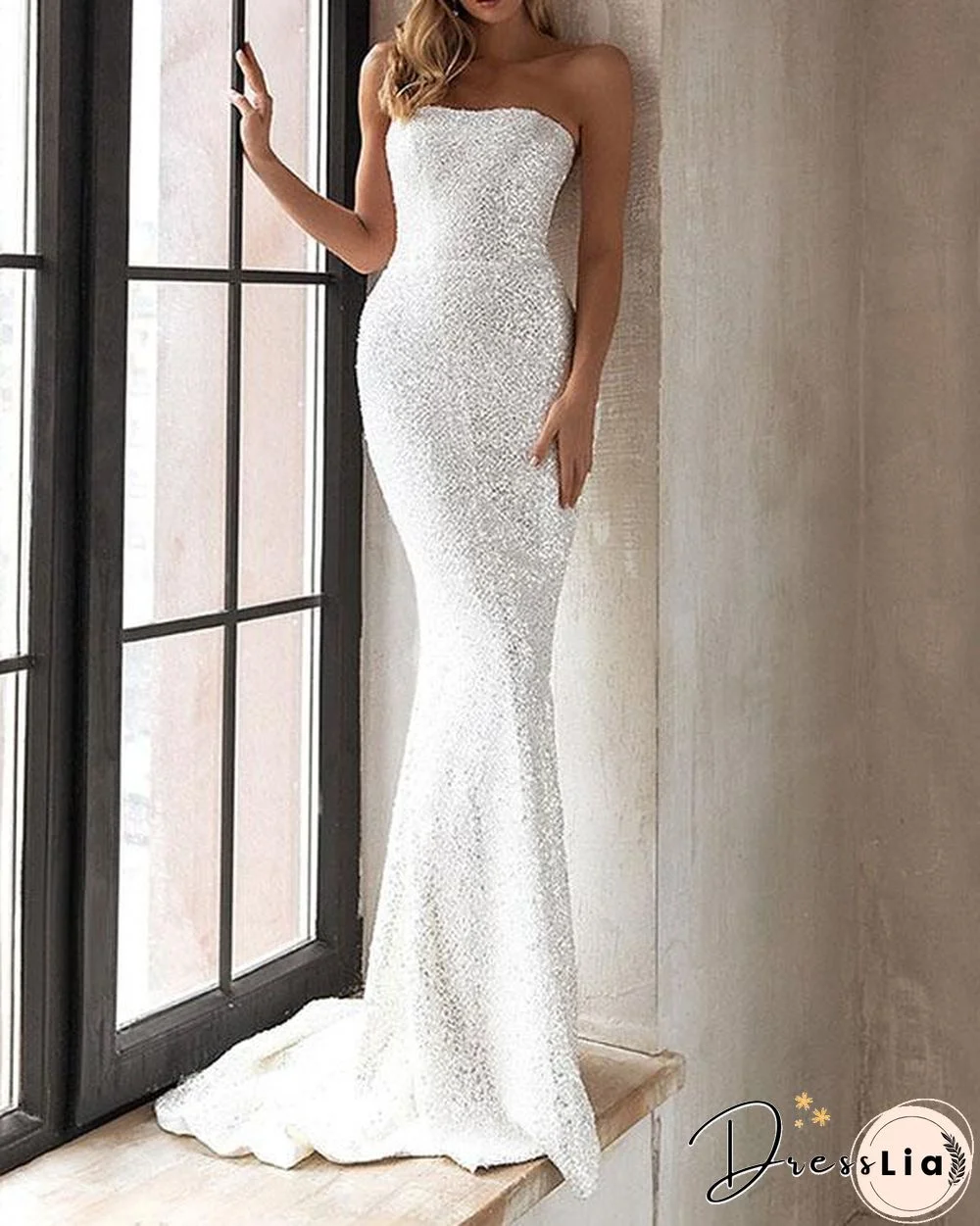 Elegant Wedding Dress Sequin Knotted Bodycon Dress