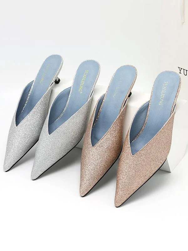 Sexy trendy pointed low heel women's shoes