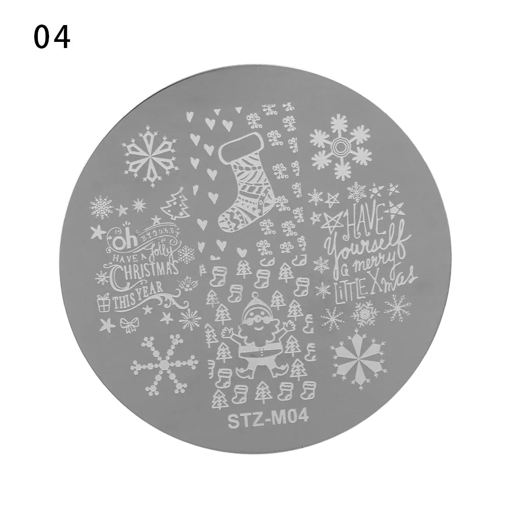 Nail Stamping Plates Snowflake Santa Design Templates Christmas Nails Polish Print Stencils Molds Manicure Nail Stamp Tools-Nail Inspo