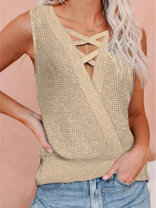 Women Half Sleeve V-neck Solid Color Dress