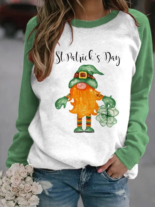 Women's Casual St. Patrick's Day Dwarf Print Top