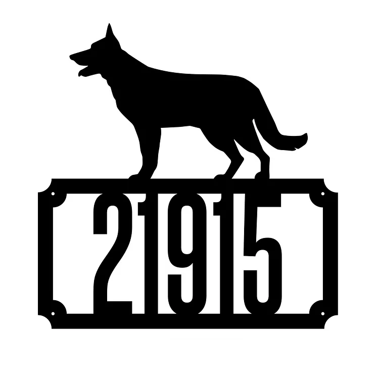 BlanketCute-Personalized German Shepherd Home Number Monogram Metal Signs with Your Number