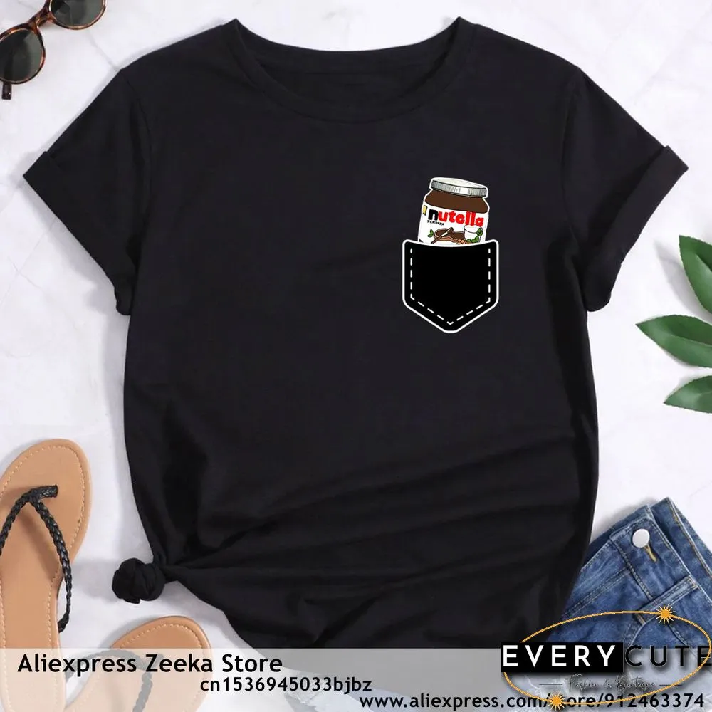 Womens Traveling Fun Print Tee-Shirt for Girls Y2K Harajuku Basics Collar White Shirt