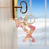 DIY Pink Tassel Ring Letter Butterfly Keychain