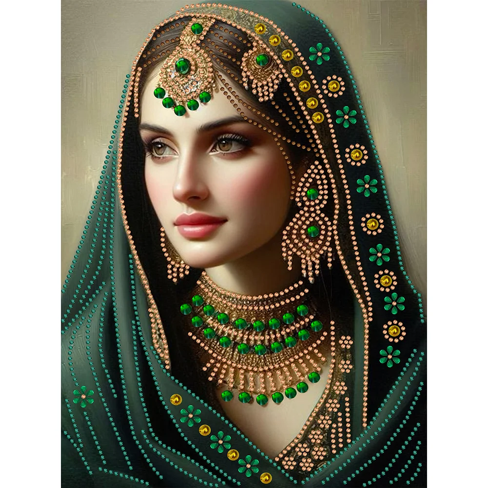 Partial Special-shaped Crystal Rhinestone Diamond Painting - Indian Beauty(Canvas|30*40cm)