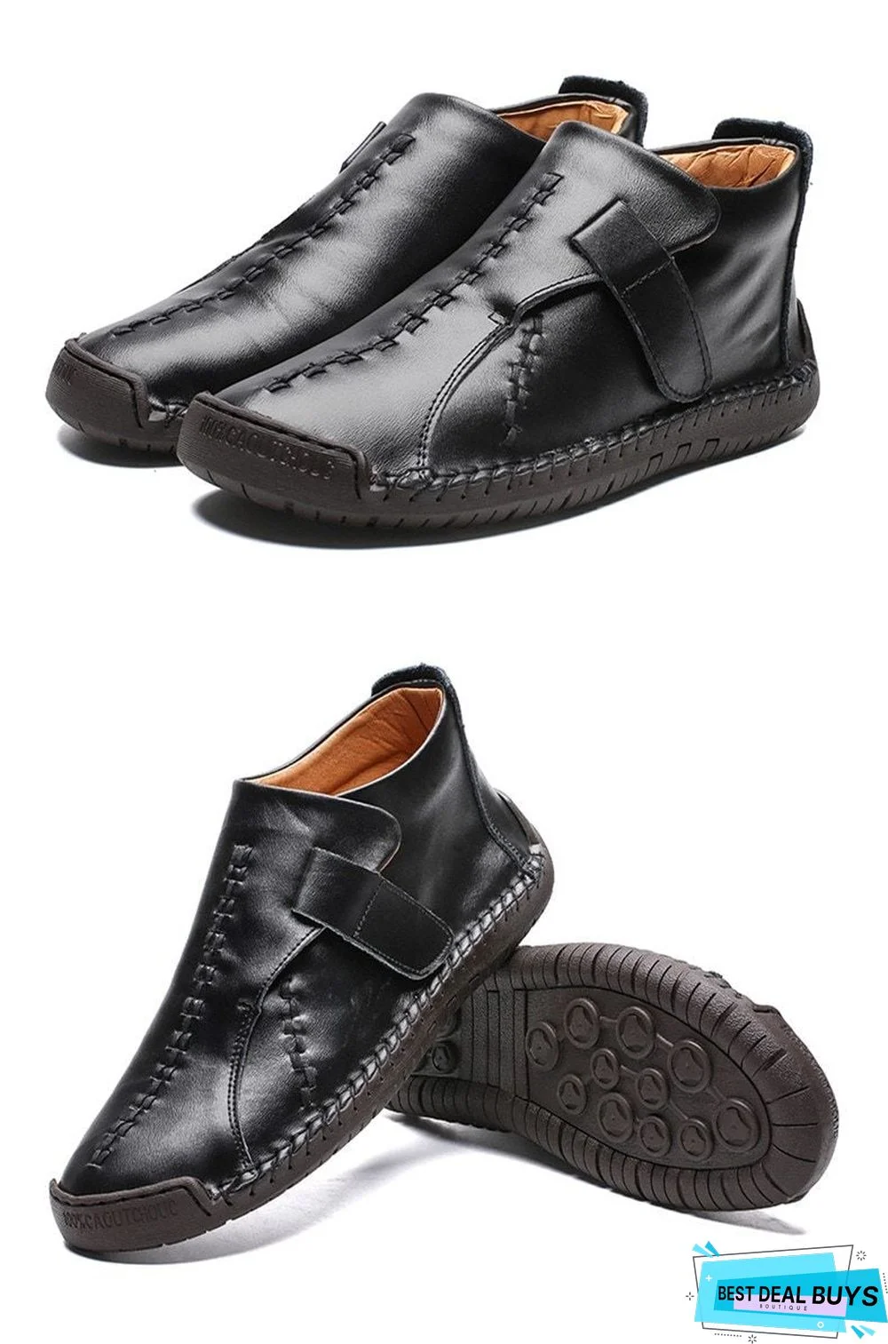 Men Snow Boots Leather Plush Man Ankle Boots Warm Fur Men's Boots Autumn Men Shoes