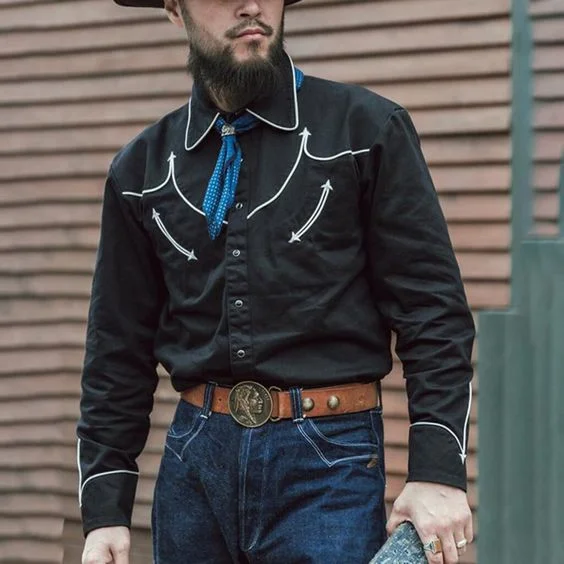 Men's Emerald Embroidered Long Sleeve Snap Western Shirt