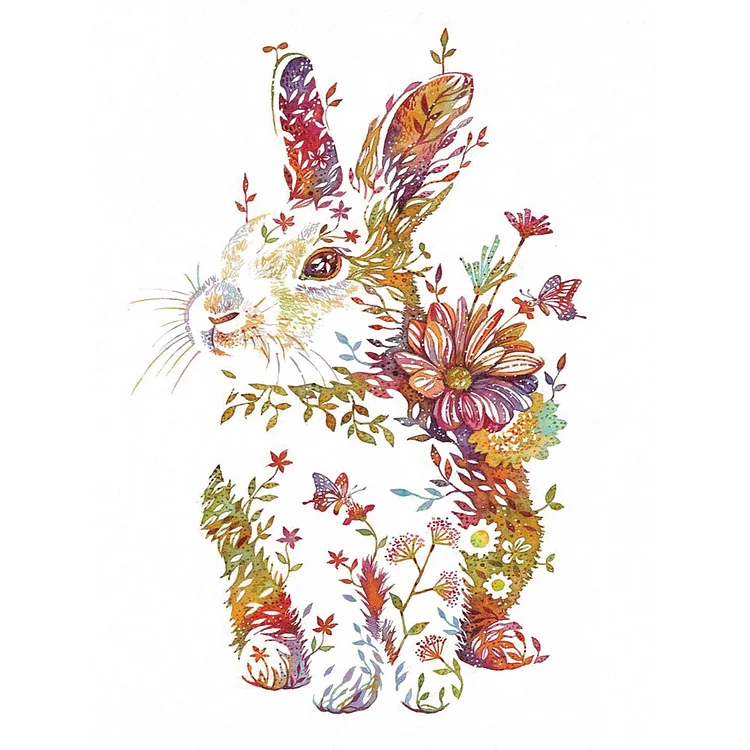 『DIY』Flower Rabbit - 11CT Stamped Cross Stitch(40*55cm)