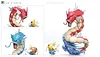 1/20 Scale World Zukan Evolution of Gyarados Set & Poliwrath Set & Politoed - Pokemon Resin Statue - VS Studio