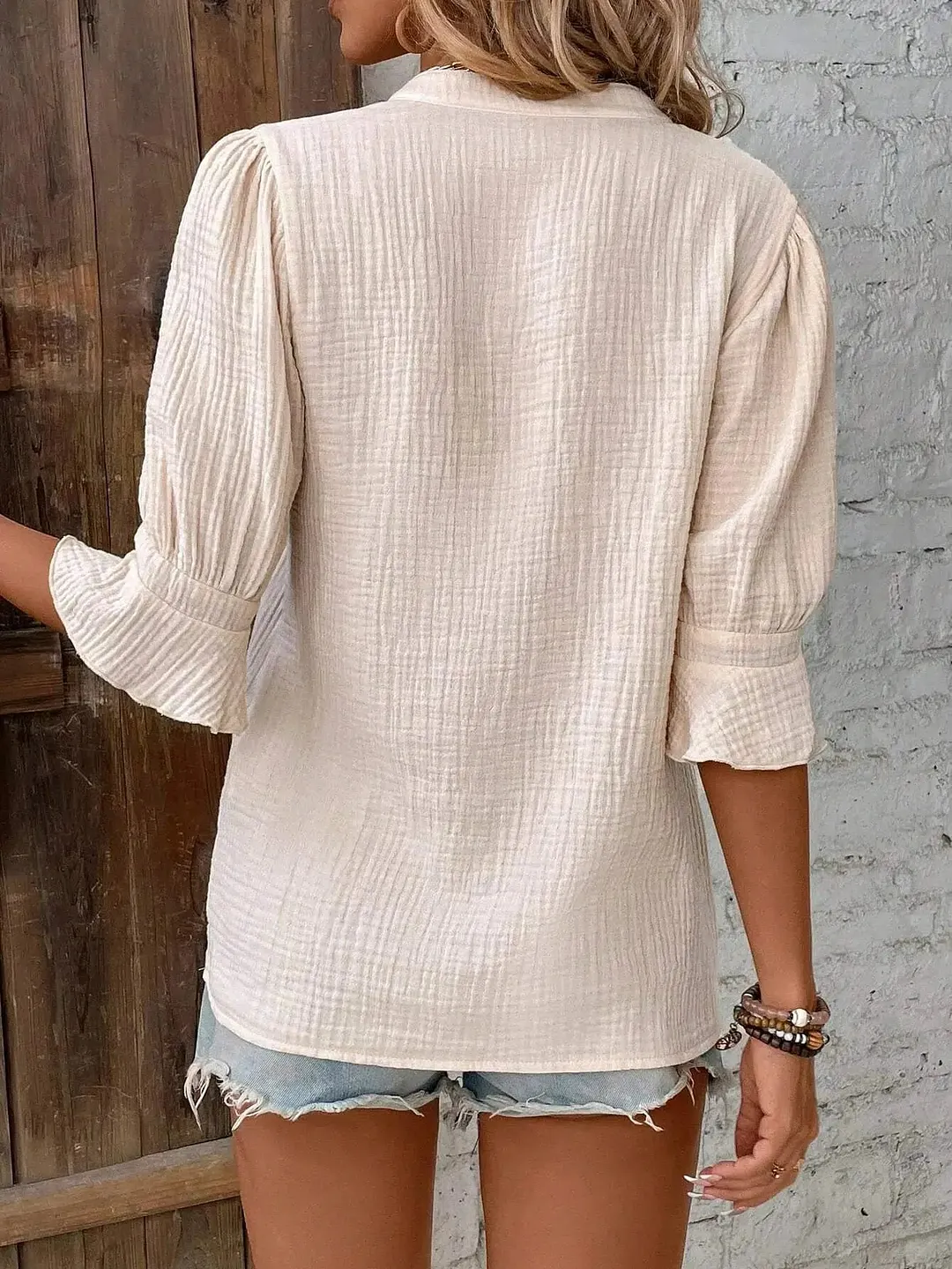 Khaki Plain Short Sleeve Top