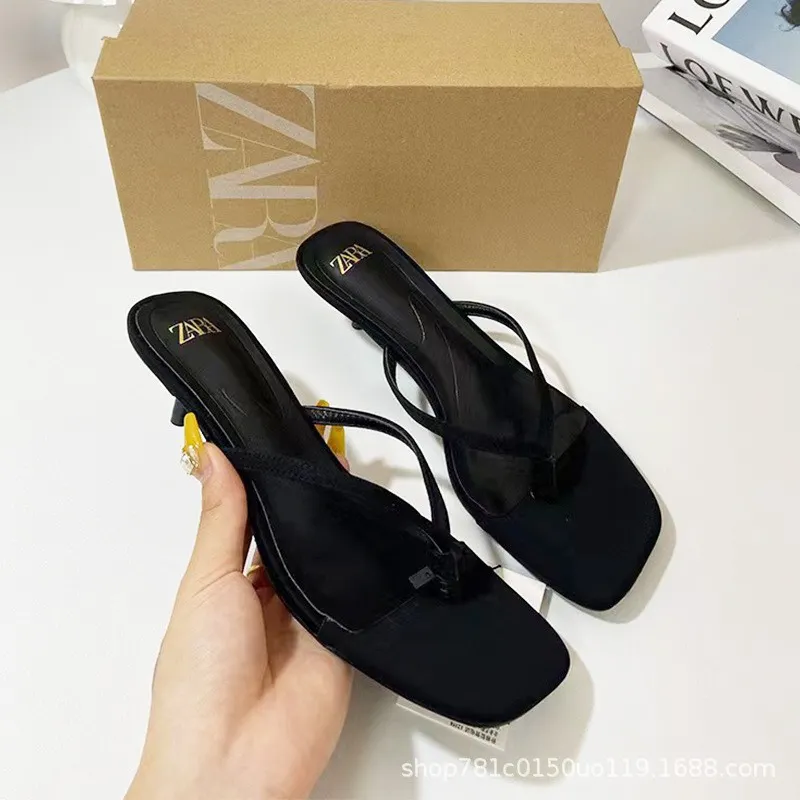 Breakj Breakj Spring New 2025 French Head High Heel Women's Shoes Black Characters Open After The Toe And Fashion Cool