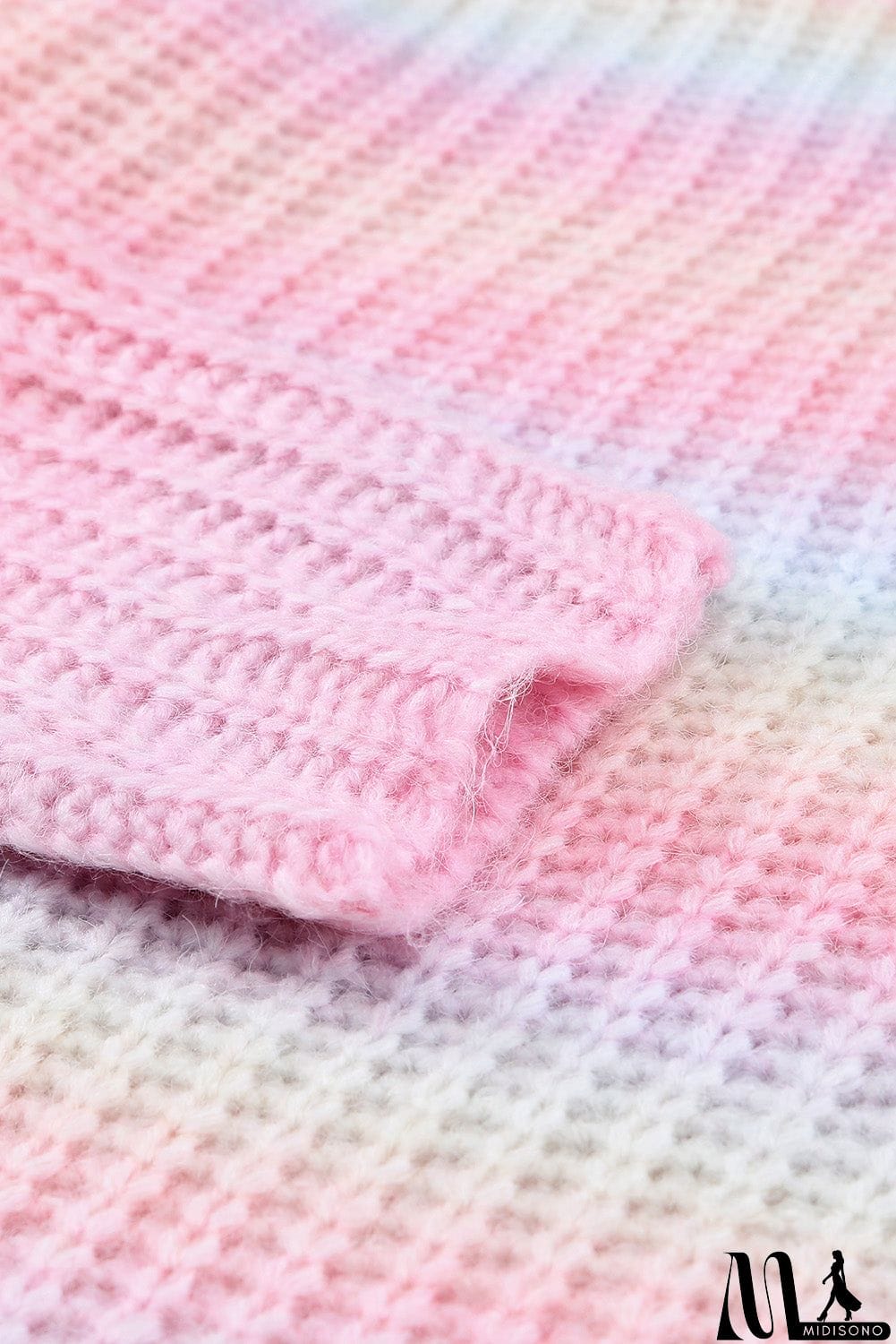 MidiSono - Cowl Neck Ombre Knit Sweater