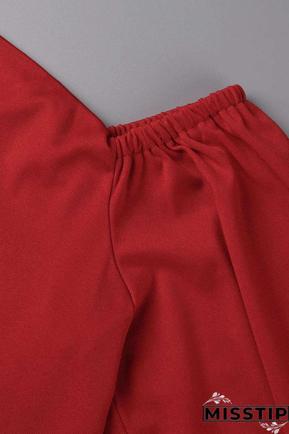 Red Fashion Casual Solid Patchwork Asymmetrical Oblique Collar Tops