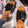 Women's Fashion Belt Buckle Flat Slippers