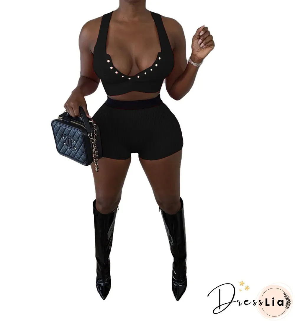 Sportswear Tank Crop Top Biker Shorts Tracksuits