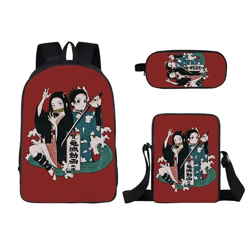 Buzzdaisy Demon Slayer Kimetsu no Yaiba  #23 3pcs Set School Bag Backpack Lunch Box Book Pencil Bags