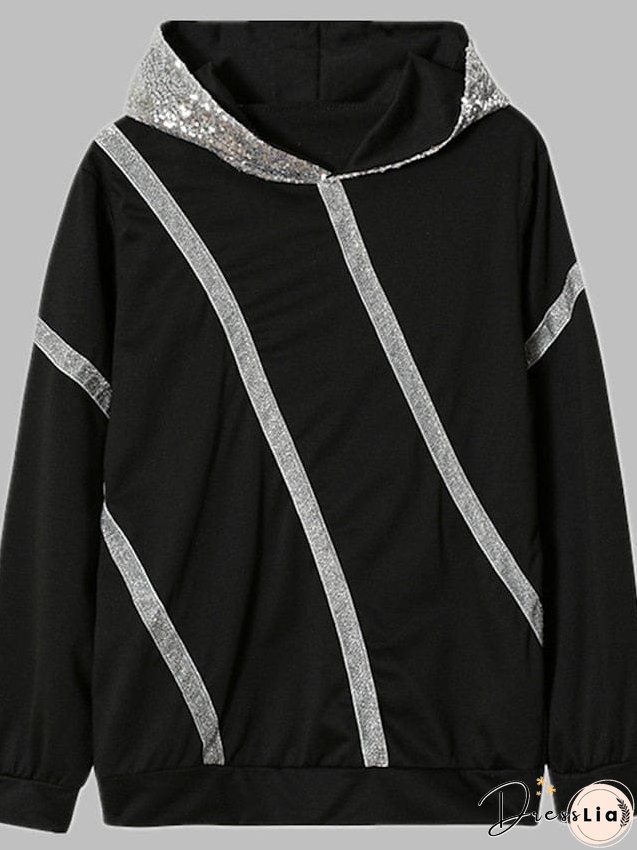 Hoodie Pullover Casual Silver Light gray Camo / Camouflage Loose Fit Daily Hooded Long Sleeve S M L XL XXL for Women