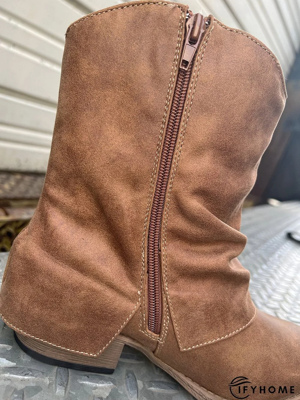 Women's Cross Lace Lace Panel Vintage Chunky Heel Chukkas Booties | IFYHOME