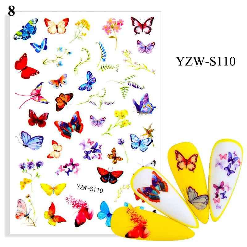 1 Sheet Human Face Nail Stickers And Decals 2021 Nail Art Decorations Set Geometric Pattern Dried Flowers Sliders For Nails Art-Nail Inspo