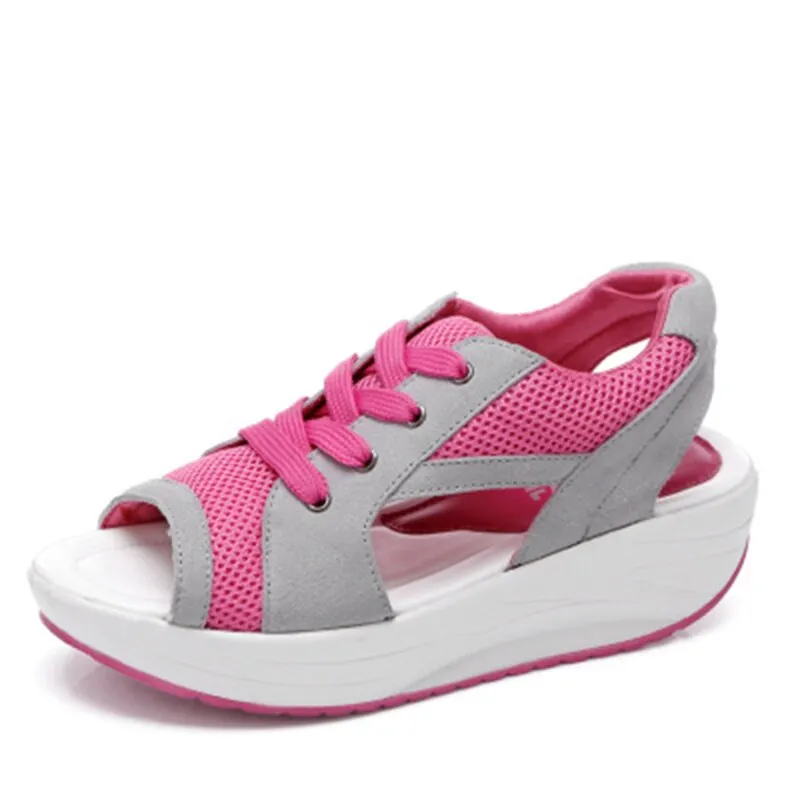 Fashion Summer Women Sandals Casual Mesh Breathable Shoes Woman Ladies Wedges Sandals Lace Platform Sandals