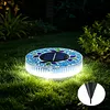 Outdoor LED Solar Lights Waterproof Mini Flat Solar Disc Light with Sturdy Ground Stakes Mosaic Landscape Lightning for Garden Walkway Driveway