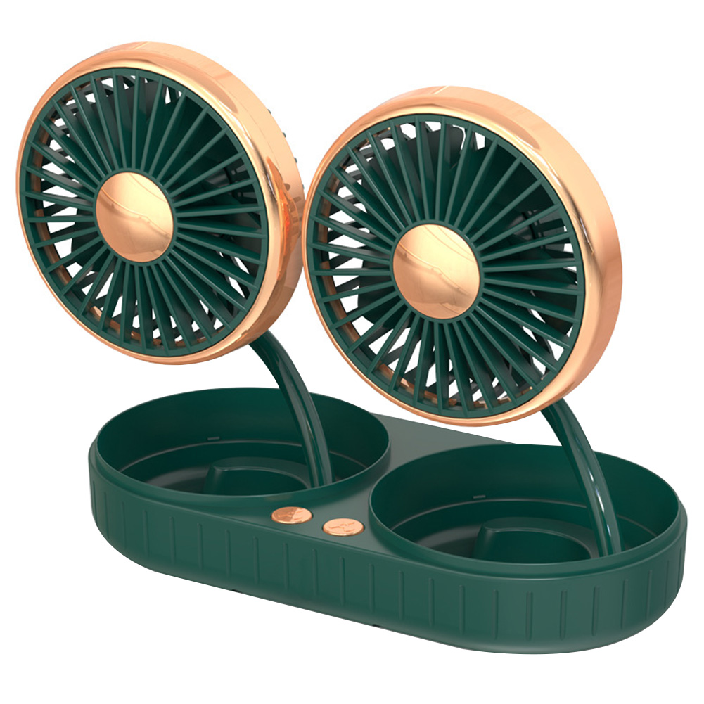 

USB Powered Car Fan Dual Head Potted Sunflower Shape 3 Speeds 5 Blades Fan, Black, 501 Original