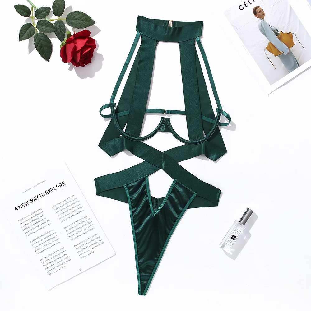 Billionm Black Bandage Lingerie Sexy Exotic Underwear Hollow Out Women Bodysuit Halter Porno Langerie European Clothing Sex Costumes Plus