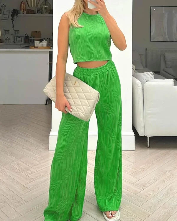 Fashion Classic Texture Solid Color Two-piece Set