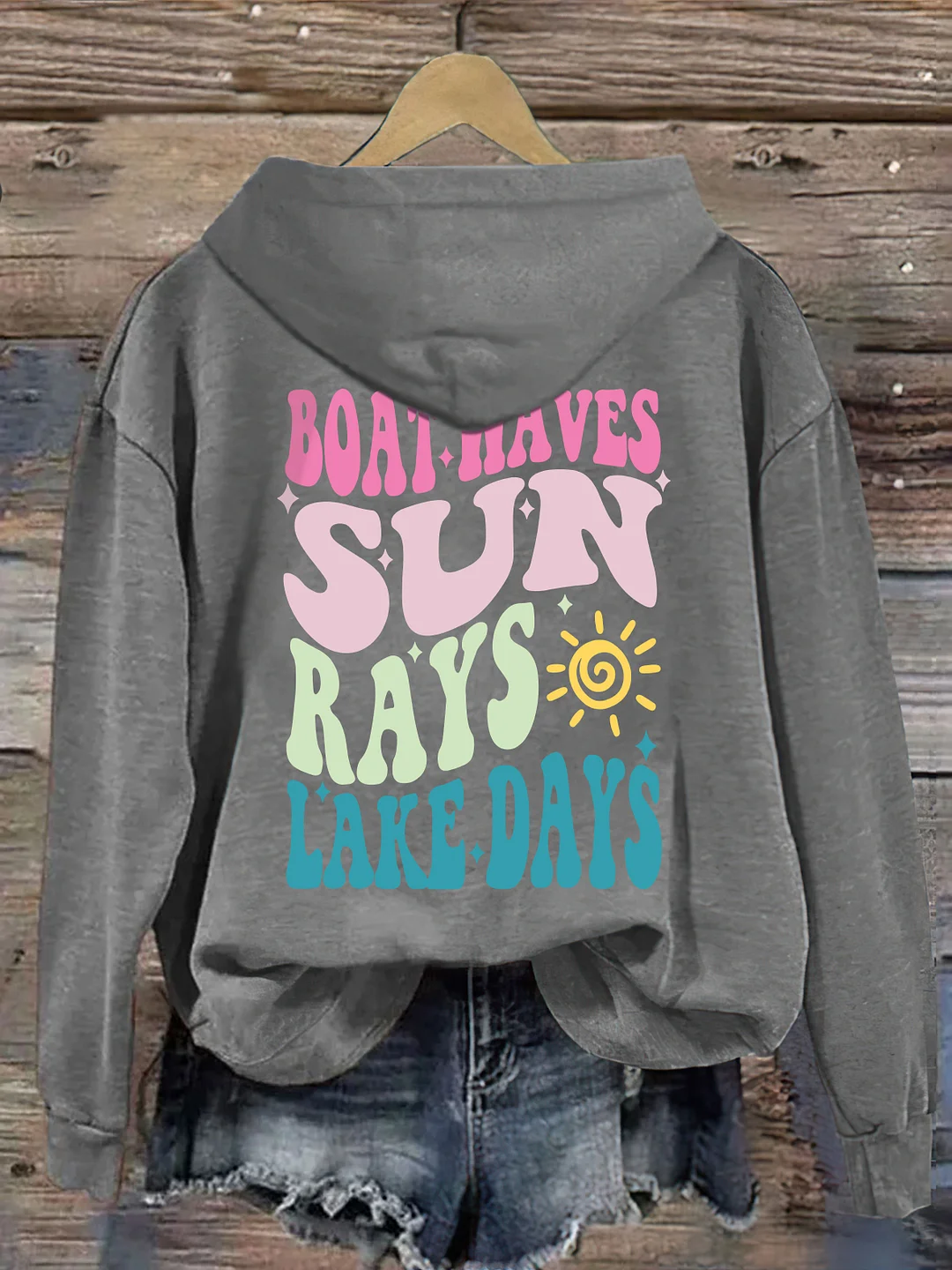 Boat Waves Sun Rays Lake Days Hoodie