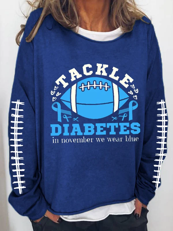 Tackle Diabetes in November We Wear Blue Print Sweatshirt