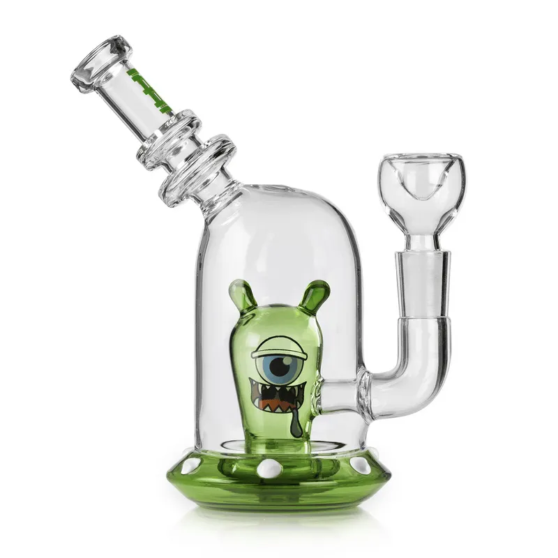 7" UFO Space Monster Glass Bong-Green Color