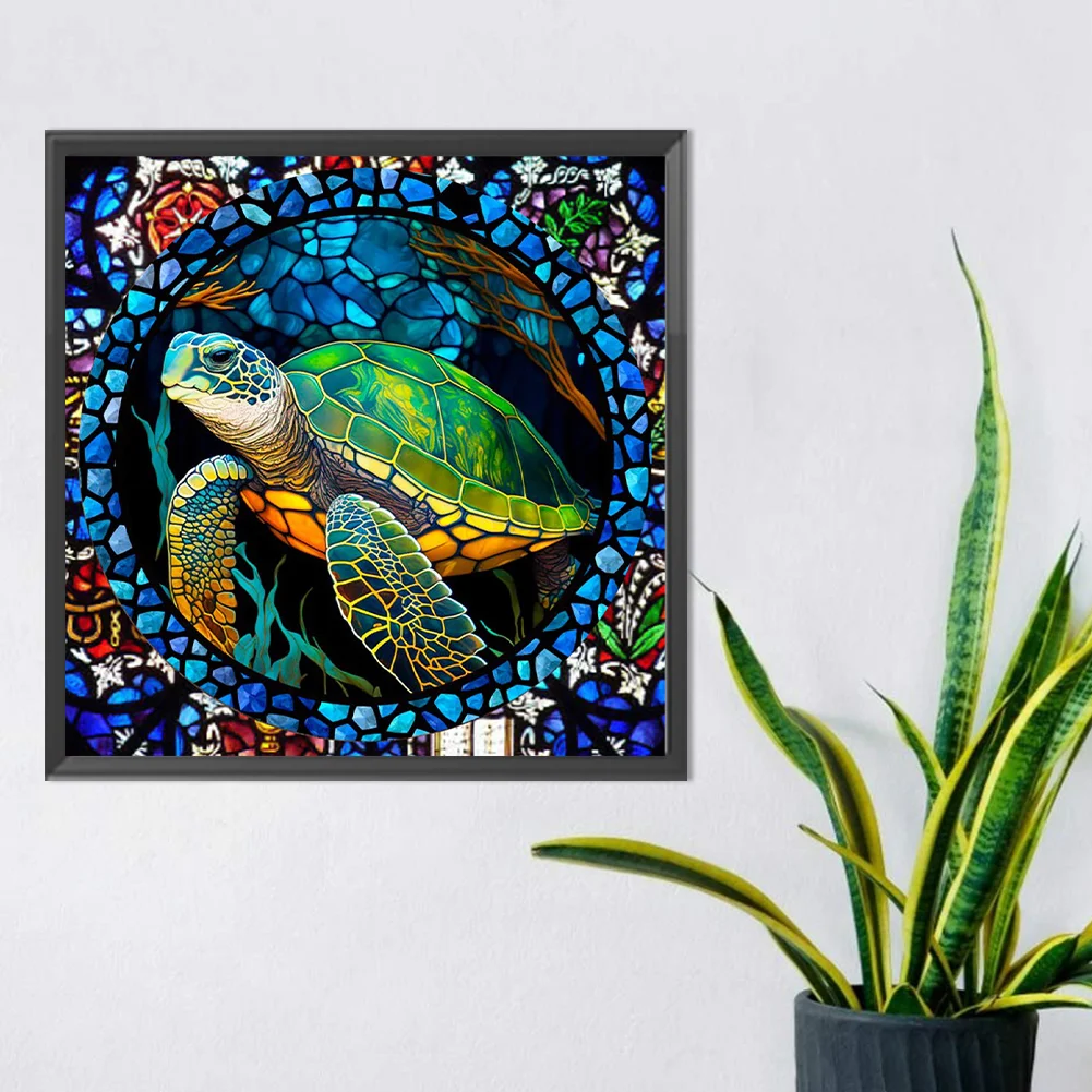 Diamond Painting - Full Round Drill - Stained Glass Turtle(30*30cm)