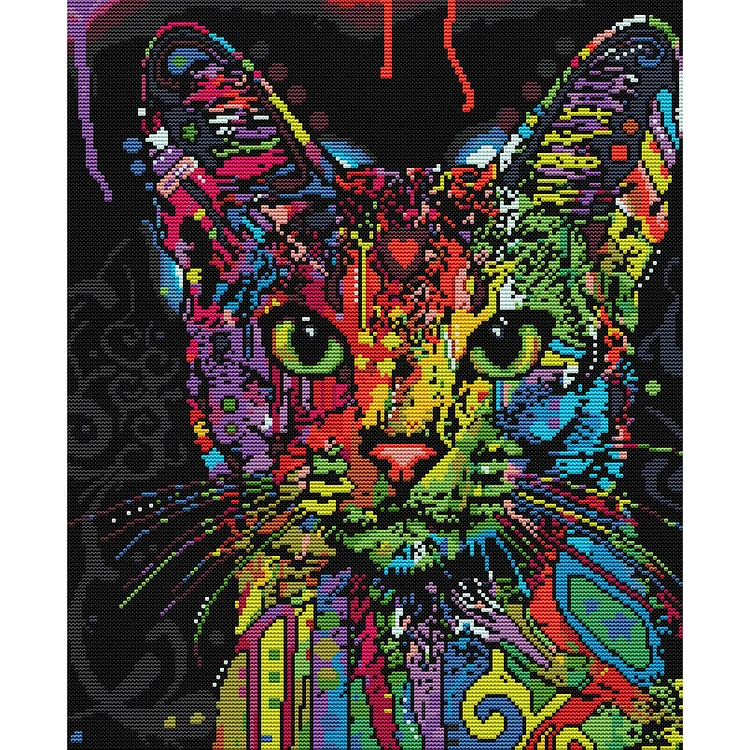 Cats Ecological 14CT Printed Cross Stitch Kits (37*44CM) fgoby
