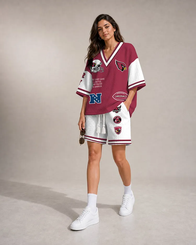 Arizona Cardinals Women&rsquo;s V-neck Jacquard Cable-Knit Tee & Shorts Set