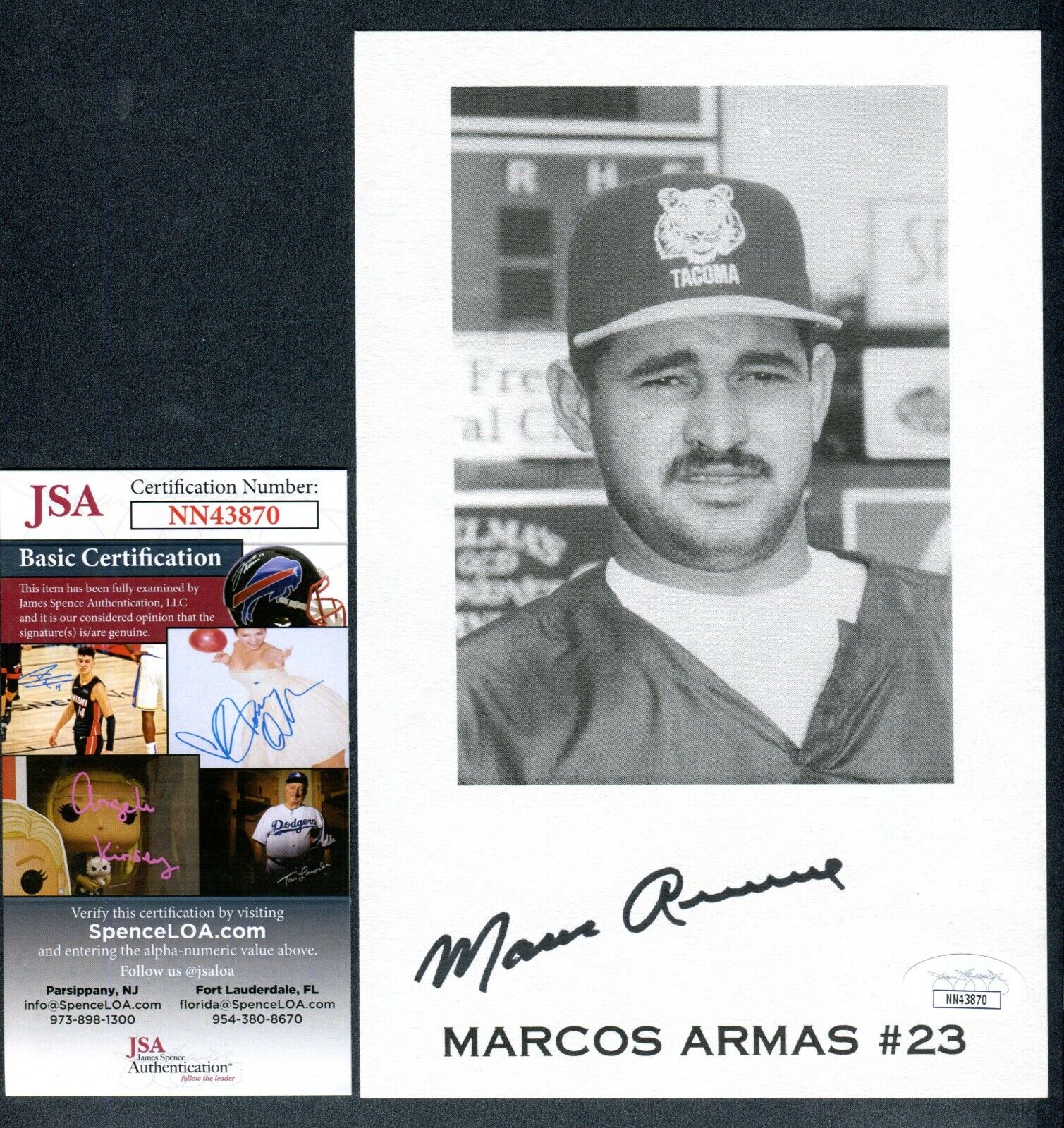 JSA Marcos Armas Autographed Signed 5.5x8.5 Photo Poster painting Tacoma Tigers TRB 683