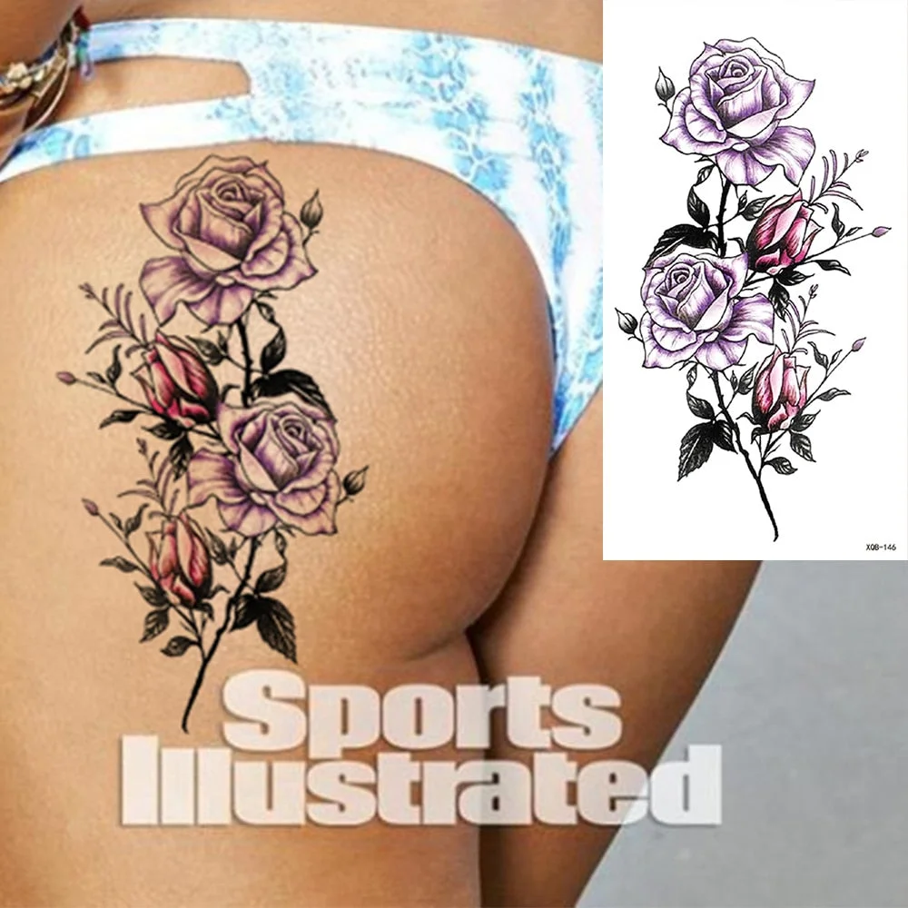 Waterproof Temporary Tattoo Sticker Snake Dragon Rose Flower Flash Tattoos Eagle Skull Body Art Arm Fake Sleeve Tatoo Women Men