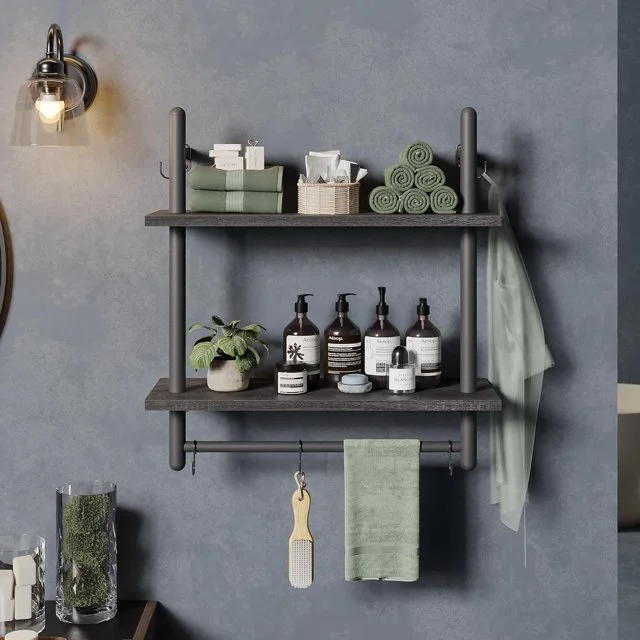 Bestier Floating Shelves, Mounted Shelf Pipe Shelves Hanging Display Rack