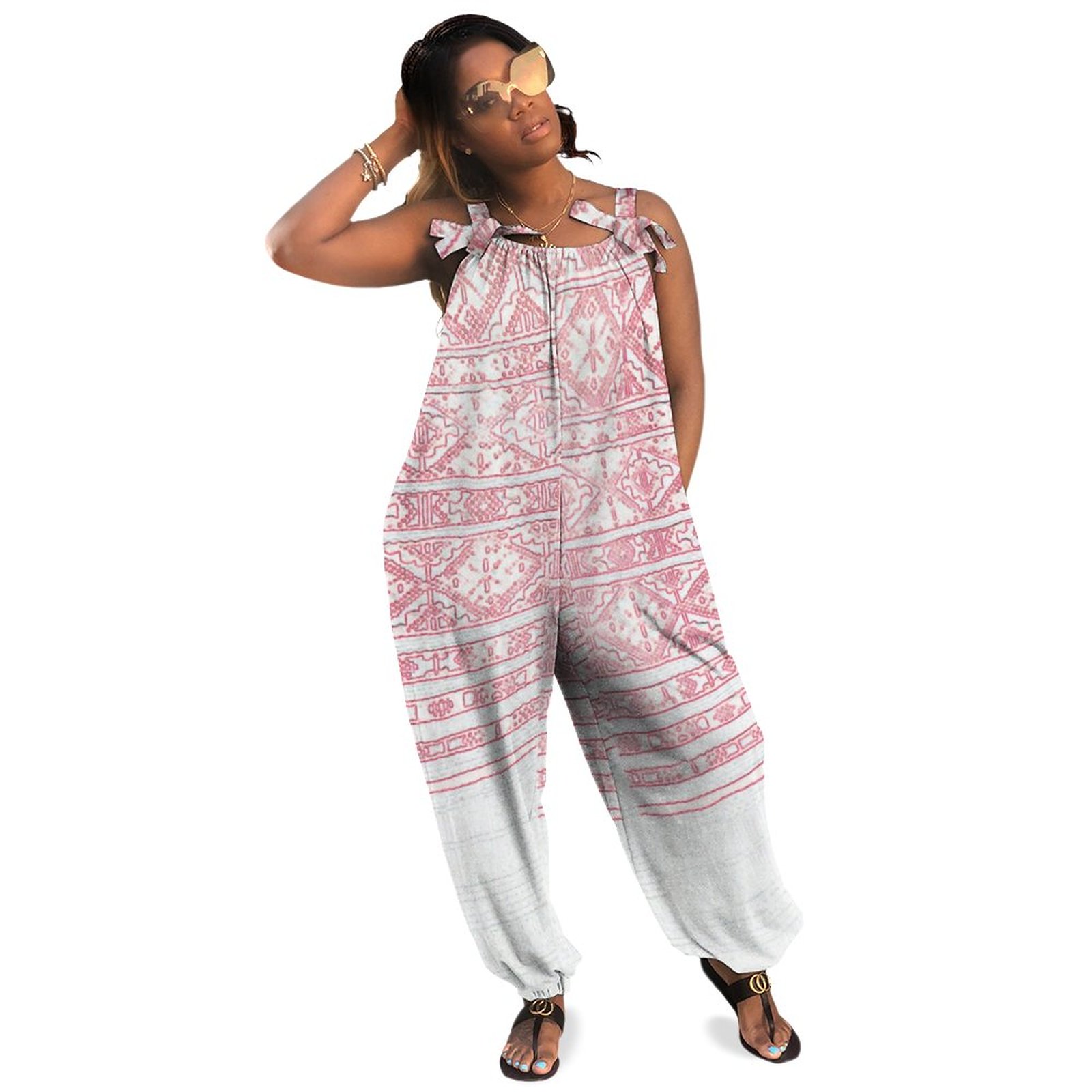 Belarus Belarusian National Folk Pattern Boho Vintage Loose Overall Corset Jumpsuit Without Top