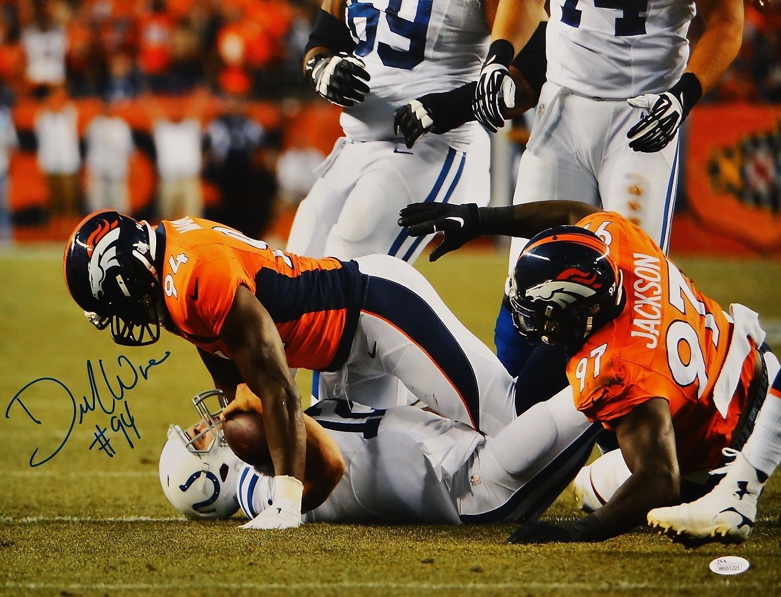 DeMarcus Ware Signed/ Autographed 16x20 Sacking Luck Photo Poster painting- JSA W Authenticated