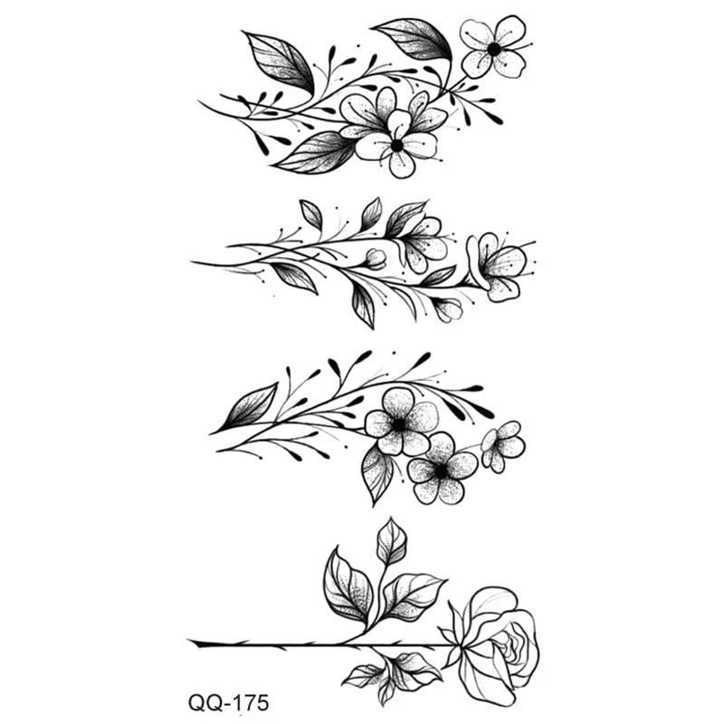 Waterproof Temporary Tattoo Stickers Black Somnus Flower Plant Small Size Tatto Flash Tatoo Fake Tattoos for Man Kid Girl Women