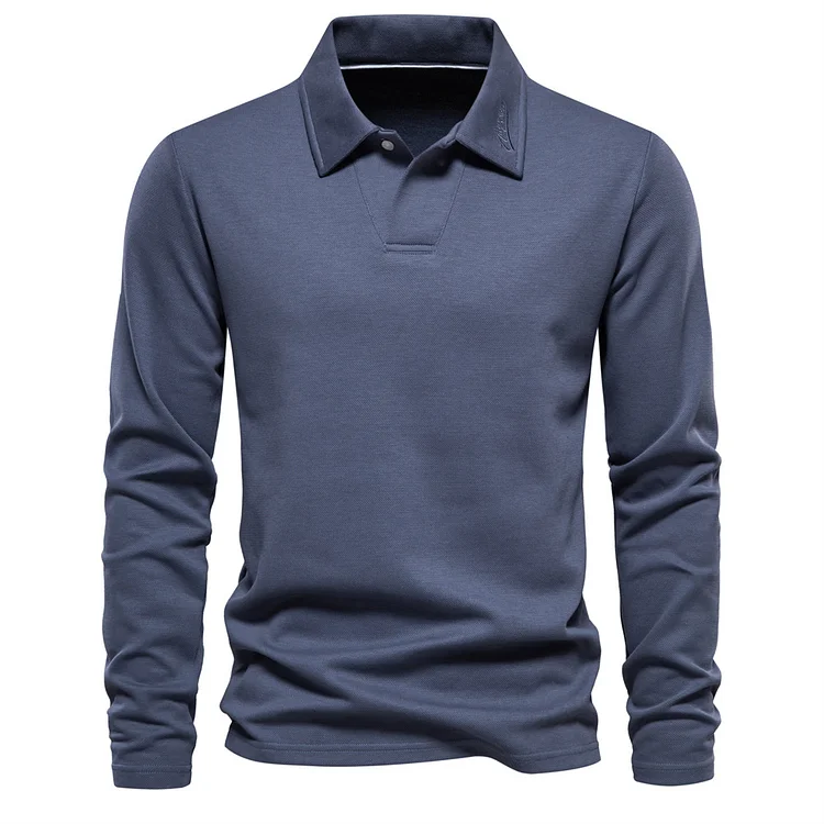 2025 New Men's Long-Sleeved Collared Polo Shirt
